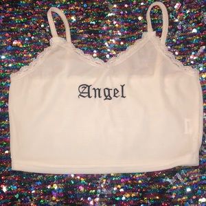 This is a white and black crop top from Shein.